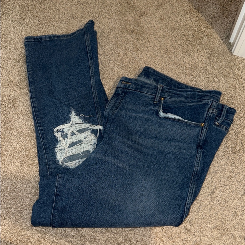 Good American Dark Blue Boyfriend Jeans